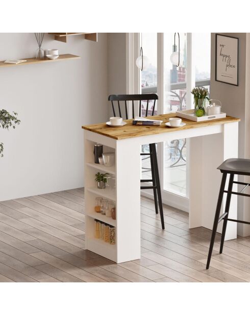 Table de bar st1 beige/blanc - 120x101.8x51.6 cm