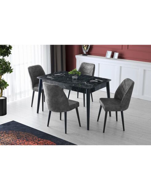 Table de salle à manger Lotus anthracite - 130x75x80 cm