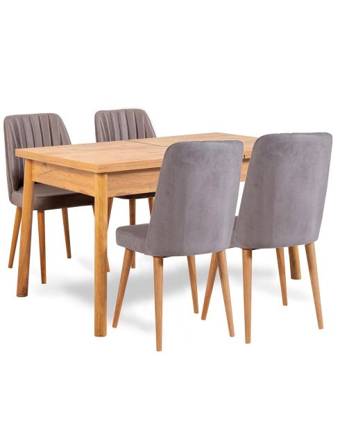 Ensemble Table + 4 Chaises Costa 0701 beige/gris