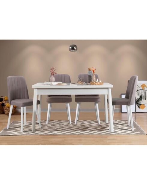 Ensemble Table + 4 Chaises Costa 0701 blanc/gris
