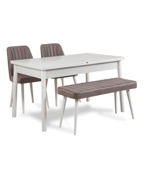 Ensemble Table + 4 Chaises Costa 0701 blanc/gris