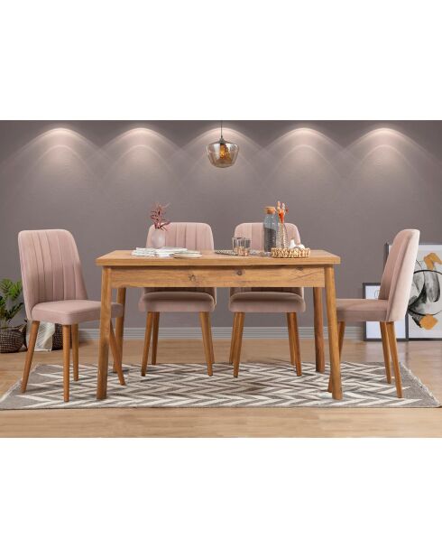 Ensemble Table + 4 Chaises Costa 0900 beige/gris