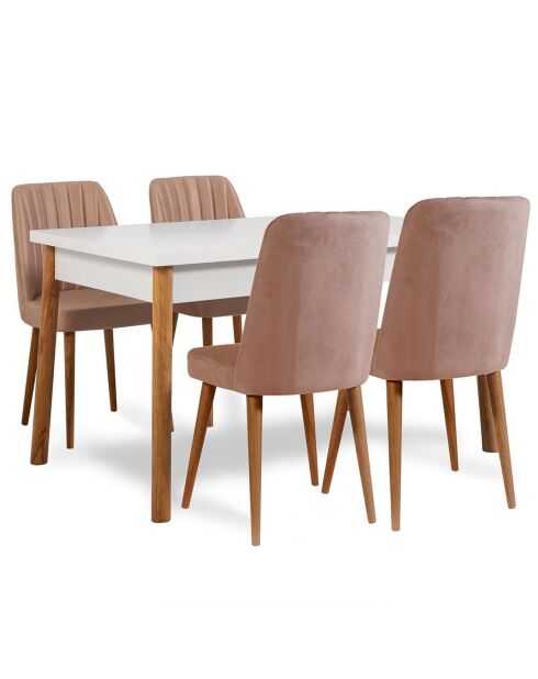 Ensemble Table + 4 Chaises Costa 0900 beige/blanc/gris