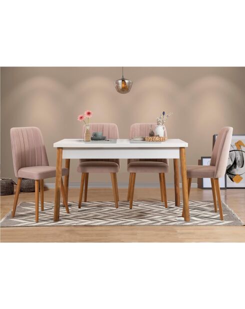 Ensemble Table + 4 Chaises Costa 0900 beige/blanc/gris