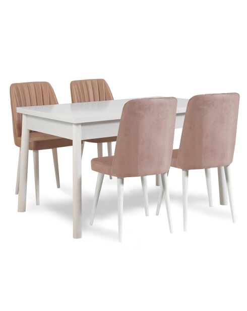 Ensemble Table + 4 Chaises Costa 0900 blanc/gris