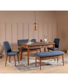 Ensemble table + 2 chaises + 2 bancs vina 1048 beige/bleu foncé