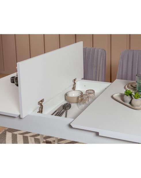 Ensemble Table + 2 Chaises + 2 Bancs Vina 0701 blanche