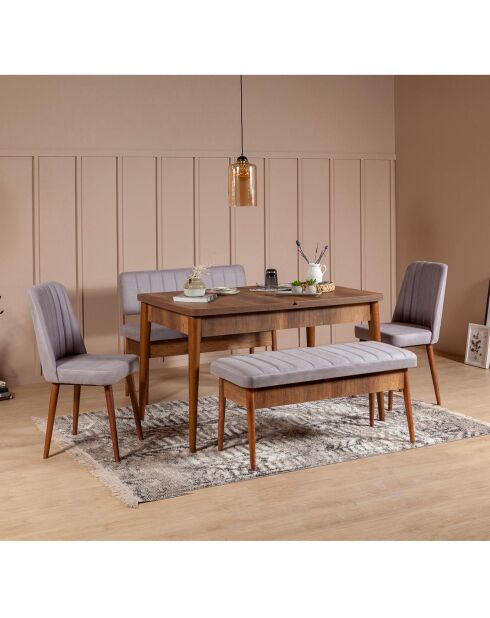 Ensemble Table + 2 Chaises + 2 Bancs Vina 0701 beige