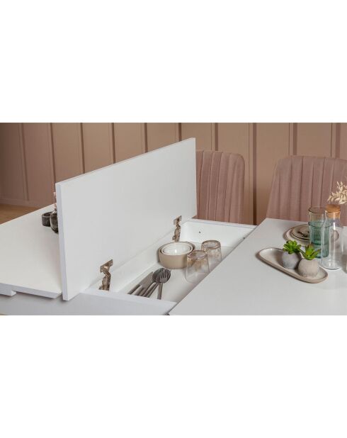 Ensemble Table + 2 Chaises + 2 Bancs Vina blanc/gris
