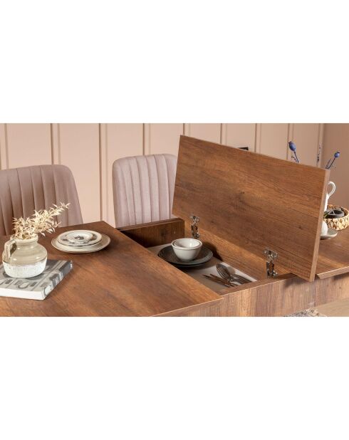 Ensemble Table + 2 Chaises + 2 Bancs Vina beige/gris