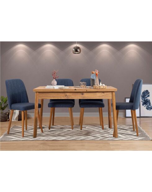 Set tafel + 4 stoelen Costa 1048 beige/marineblauw