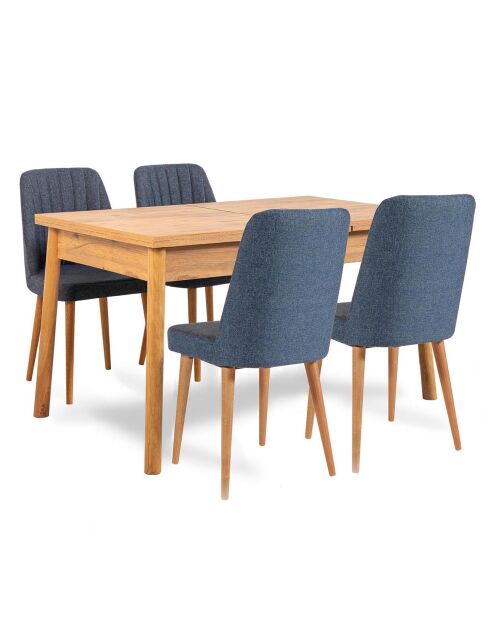 Set tafel + 4 stoelen Costa 1048 beige/marineblauw