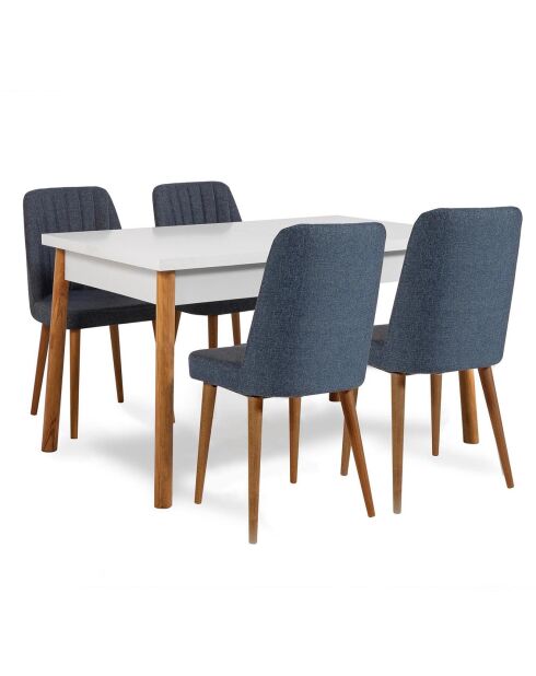 Set tafel + 4 stoelen Costa 1048 beige/marineblauw