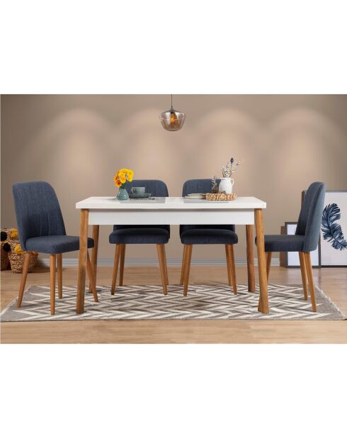 Set tafel + 4 stoelen Costa 1048 beige/marineblauw