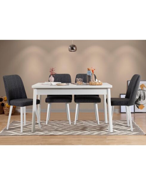 Set tafel + 4 stoelen Costa 1053 wit/antraciet