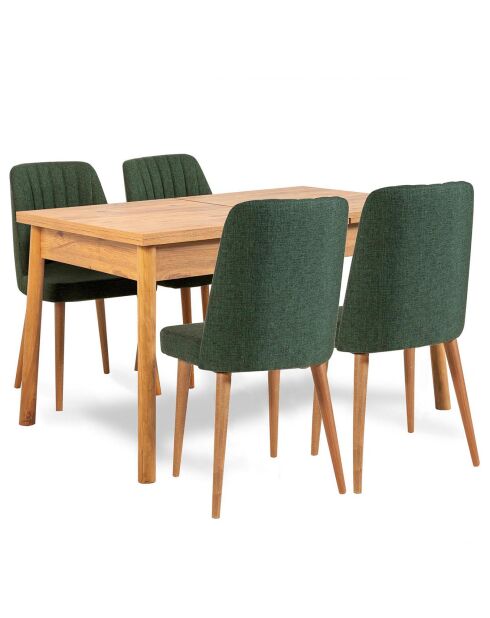 Set tafel + 4 stoelen Costa 1070 beige/groen
