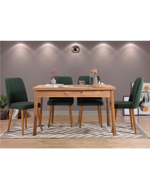 Set tafel + 4 stoelen Costa 1070 beige/groen