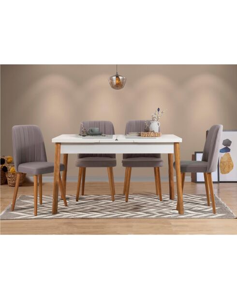 Ensemble Table + 4 Chaises Santiago 0701 beige/blanc/gris