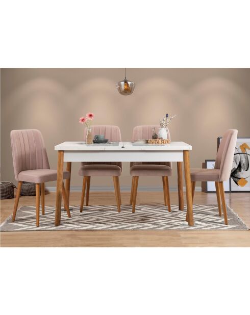 Ensemble Table + 4 Chaises Santiago 0900 beige/blanc/gris