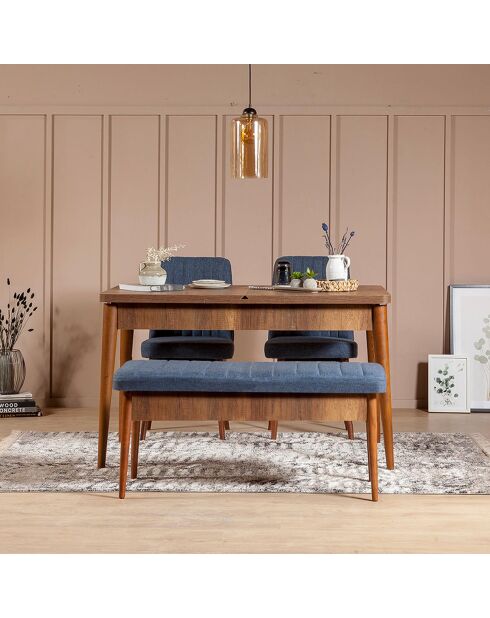 Set tafel + 2 stoelen + 1 bank Vina 1048 beige/donkerblauw