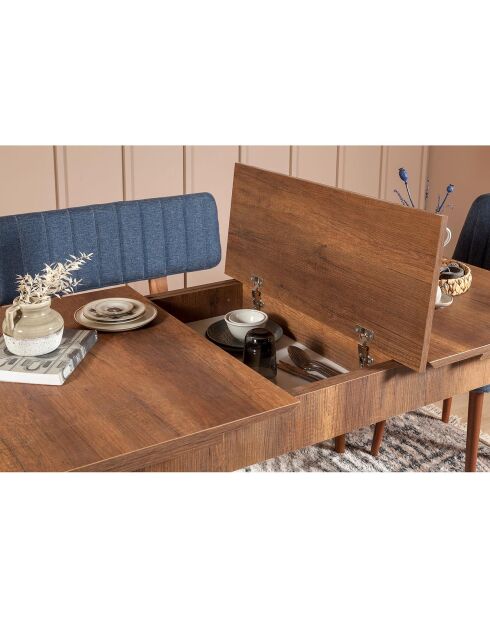 Set tafel + 2 stoelen + 1 bank Vina 1048 beige/donkerblauw