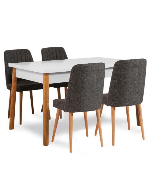 Ensemble table + 4 chaises santiago 1053 beige/blanc/anthracite