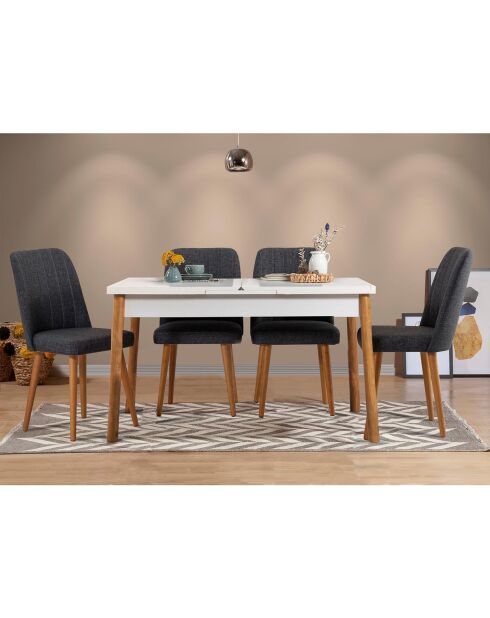 Ensemble table + 4 chaises santiago 1053 beige/blanc/anthracite