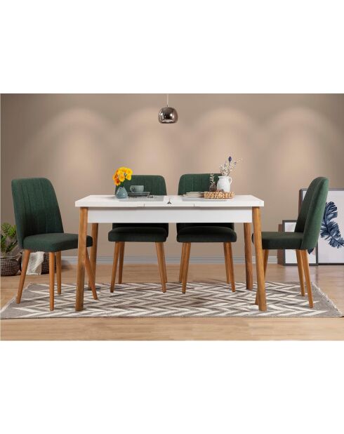 Ensemble Table + 4 Chaises Santiago 1070 beige/blanc/vert