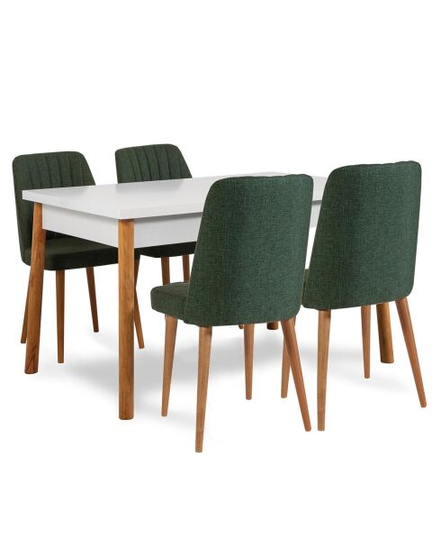 Ensemble Table + 4 Chaises Santiago 1070 beige/blanc/vert