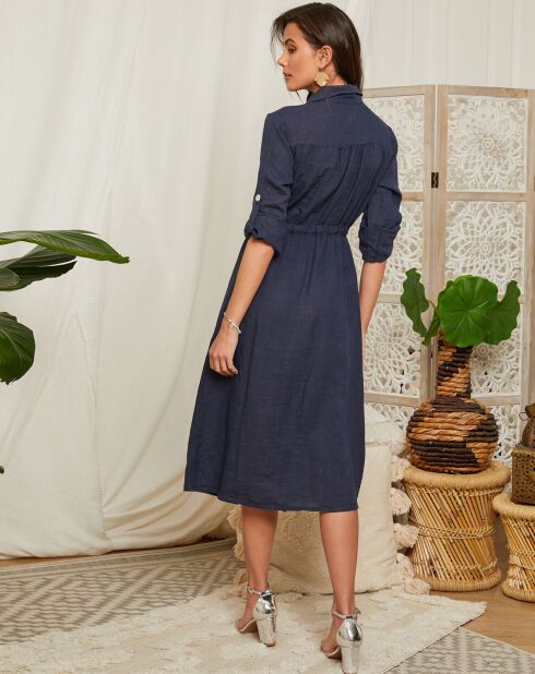 Terni Marine-jurk van 100% linnen