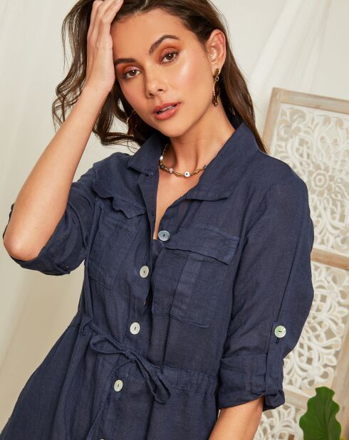 Terni Marine-jurk van 100% linnen