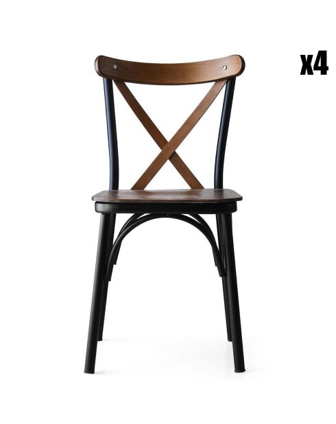 4 chaises ahsa marron/noir - 42x84x41 cm