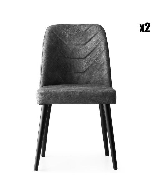 2 Chaises Dallas anthracite - 50x90x49 cm