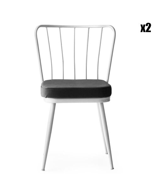 2 Chaises Yildiz blanc/noir - 43x82x42 cm