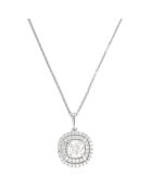 Quadratischer Anhänger aus Weißgold mit Zirkonia