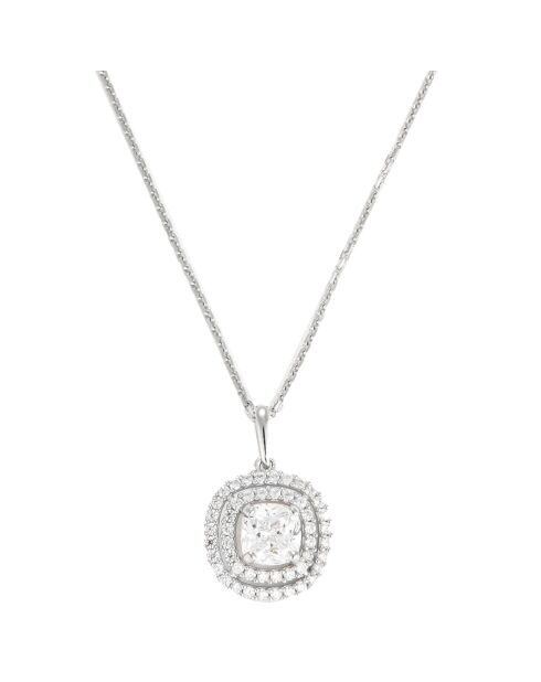 Quadratischer Anhänger aus Weißgold mit Zirkonia