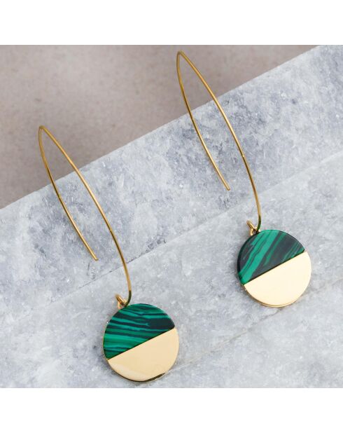 Uruka goud/groene oorbellen