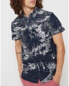 Chemise droite Cotinta imprimée palmier bleu marine