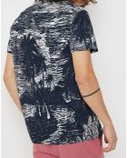 Chemise droite Cotinta imprimée palmier bleu marine