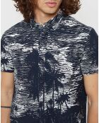 Chemise droite Cotinta imprimée palmier bleu marine