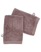 2 Gants de toilette mauves - 16x21 cm
