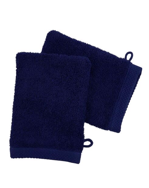 2 Gants de toilette navy - 16x21 cm