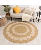 Tapis aspect Jute Naturel blanc - D.80 cm