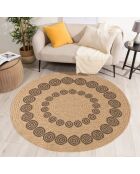 Tapis aspect Jute Naturel noir - D.80 cm