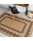 Tapis aspect Jute Naturel noir - D.80 cm