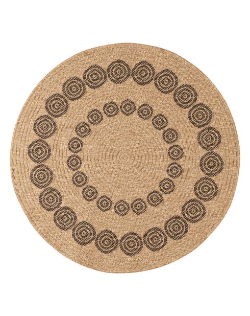 Tapis aspect Jute Naturel noir - D.120 cm