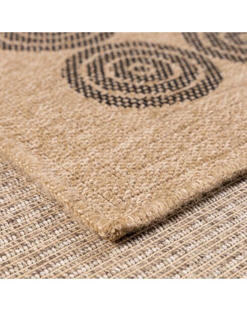Tapis aspect Jute Naturel noir - D.120 cm