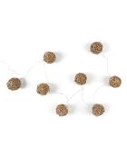 Ghirlanda LED marrone con sfere in rattan - 156 cm