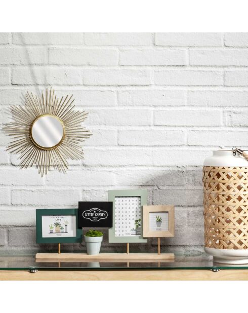 Miroir soleil doré - 33x33 cm