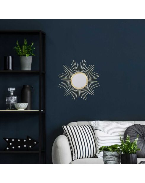 Miroir soleil doré - 33x33 cm